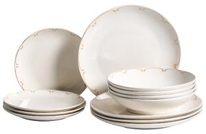 Sada 12 kusů nádobí CHAROLI Porcelán Bílá/Zlatá