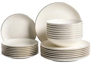 Sada 24 kusů nádobí CUMIN Porcelán Krémově bílá/Zlatá