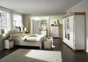 Masivní postel z borovice s úložným prostorem Gustav Bílá 180x200 s úložným prostorem