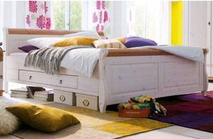 Masivní postel z borovice s úložným prostorem Gustav Bílá 200x200 s úložným prostorem