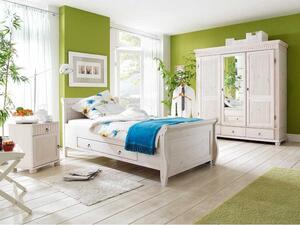 Masivní postel z borovice s úložným prostorem Gustav Bílá 160x200 s úložným prostorem