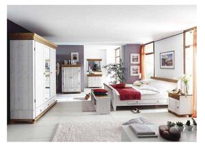 Masivní postel z borovice s úložným prostorem Gustav Bílá kolonial 100x200 s úložným prostorem