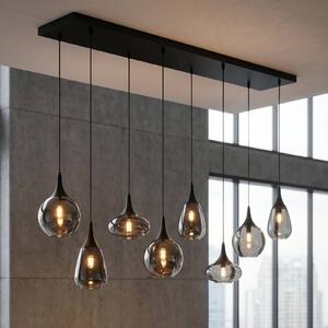 Trio Lighting Závěsné svítidlo Lumina, 8 světel, černá/chrom, sklo, stmívatelný, Černá, Obývací pokoj / jídelna, Sklo
