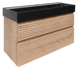 Koupelnová skříňka 2 zásuvková s umyvadlem Naturel Savona 98x53x44,8 cm dub Halifax mat SAVONA2100DHSATC