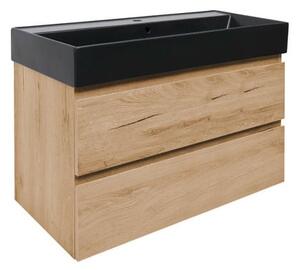 Koupelnová skříňka 2 zásuvková s umyvadlem SAT B-Way 99x50x45 cm dub mat BWAY2100OAKU2BB