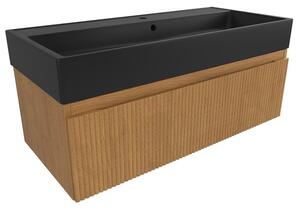 Koupelnová skříňka s umyvadlem SAT Evolution 98x30x44,5 cm dub medový mat SATEVO100DMU2B
