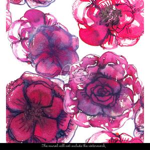 Fototapeta Červené růže v akvarelových stylech Samolepící 250x250cm