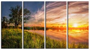 Západ slunce nad rybníkem Velikost (šířka x výška): 120x70 cm
