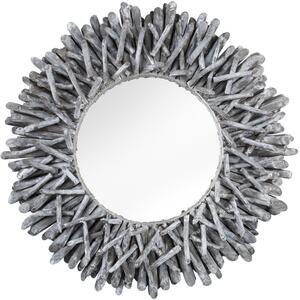 Moebel Living Šedé teakové kulaté zrcadlo Sticky 80 cm