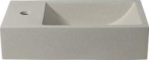 Sapho CREST L betonové umyvadlo včetně výpusti, 40x22 cm, bílý pískovec AR410