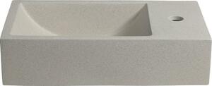 Sapho CREST R betonové umyvadlo včetně výpusti, 40x22 cm, bílý pískovec AR413