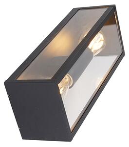 Průmyslová nástěnná lampa černá 38 cm 2-světlo IP44 - Charlois