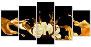 Malvis Zlatá abstrakce s růží Velikost: 100x50 cm