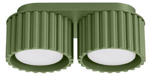 Stropní svítidlo Aura, 2x olivově zelené hliníkové stínítko, (6 cm)