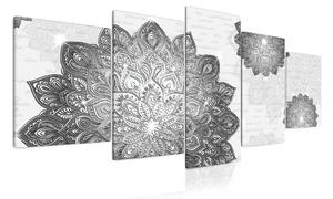Malvis Pětidílný obraz šedá mandala Velikost: 100x50 cm