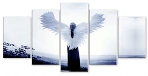 Malvis Pětidílný tmavě modrý andělský obraz Velikost: 100x50 cm