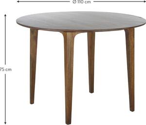 Kulatý jídelní stůl z masivního mangového dřeva Archie, Ø 110 cm