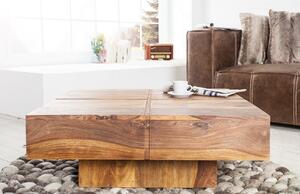 Moebel Living Přírodní masivní dřevěný konferenční stolek Birn 80x80 cm