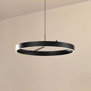 Lucande LED závěsné světlo Rovan, Ø 60 cm, černá, stmívatelné, stmívatelný, Černá, Obývací pokoj / jídelna, kov, Moderní