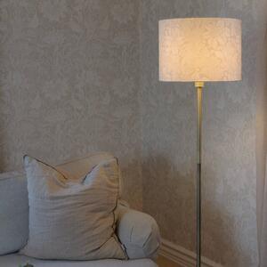PR Home Stojací lampa Amy, béžová/zlatá, výška 150 cm, textil, E27, Krémová / jantar, Obývací pokoj / jídelna, Textil / tkanina / hedvábí