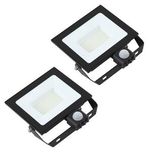 PRIOS Prios LED venkovní bodové osvětlení Maikel, 50 W, kov, senzor, sada 2 ks, Černá, Hliník, Moderní
