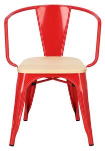 Židle Paris Arms Wood červená, sedák borovice natural