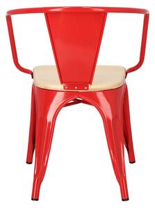 Židle Paris Arms Wood červená, sedák borovice natural