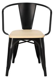 Židle Paris Arms Wood černá, sedák borovice natural