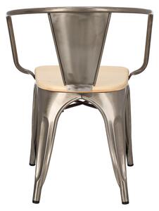 Židle Paris Arms Wood metalická, sedák borovice natural