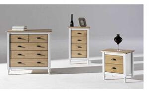 Bílý noční stolek z borovicového dřeva se 2 zásuvkami Marckeric Joyce F011115