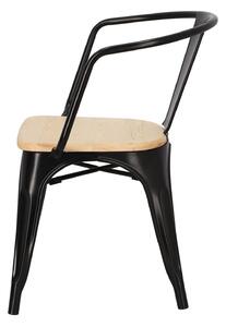 Židle Paris Arms Wood černá, sedák borovice natural