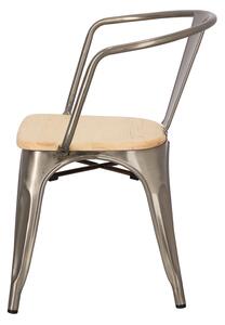 Židle Paris Arms Wood metalická, sedák borovice natural