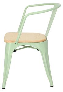 Židle Paris Arms Wood zelená, sedák borovice natural