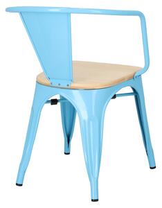 Židle Paris Arms Wood modrá, sedák borovice natural