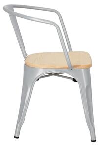 Židle Paris Arms Wood světle šedá, sedák borovice natural