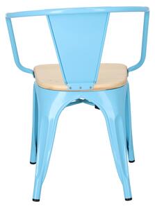 Židle Paris Arms Wood modrá, sedák borovice natural