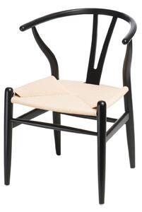 Židle Wicker Color přírodní/černá inspirovaná Wishbone