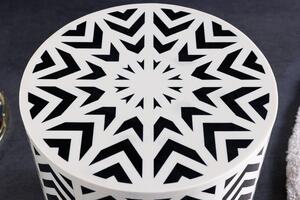 Odkládací stolek BONE INLAY 45 CM černá bílá Nábytek | Doplňkový nábytek | Odkládací stolky