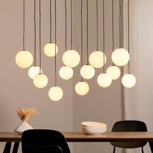 Nowodvorski Lighting Závěsné světlo SNOWBALL, opálové sklo/černé, 100 x 34 cm, 14 G9, stmívatelný, Bílá / opál, Obývací pokoj / jídelna, Sklo