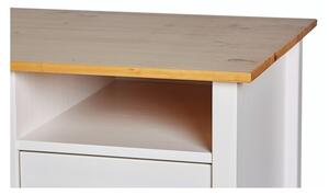 Sob nabytek | Bílý pracovní stůl z masivního borovicového dřeva se 3 zásuvkami Marckeric Jade F037331B