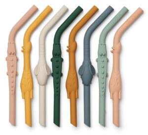 Dětská silikonová brčka Carlson Animal Yellow Mellow – set 8 ks
