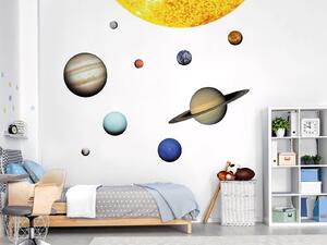 FUGU Sluneční soustava - samolepky na zeď Rozměr: L:(š x v) Slunce 182 x 39 cm, Saturn 115 x 56 cm, Jupiter 64 cm, další planety od 34 - 12 cm +popisky