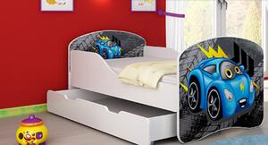 Dětská postel - Blue car - 140x70 cm + šuplík