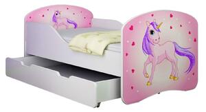 Dětská postel - Poník jednorožec 140x70 cm + šuplík