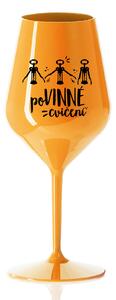 POVINNÉ CVIČENÍ - oranžová nerozbitná sklenice na víno 470 ml