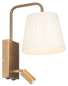 Moderní nástěnná lampa bílá a bronzová s lampičkou na čtení - Renier