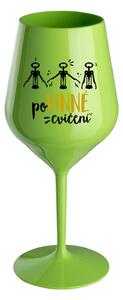 POVINNÉ CVIČENÍ - zelená nerozbitná sklenice na víno 470 ml