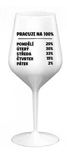 PRACUJI NA 100% - bílá nerozbitná sklenice na víno 470 ml
