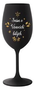 SNÍM O VÁNOCÍCH BÍLÝCH - černá sklenice na víno 350 ml