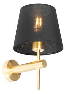 Moderní nástěnná lampa mosazná s černou - Pluk